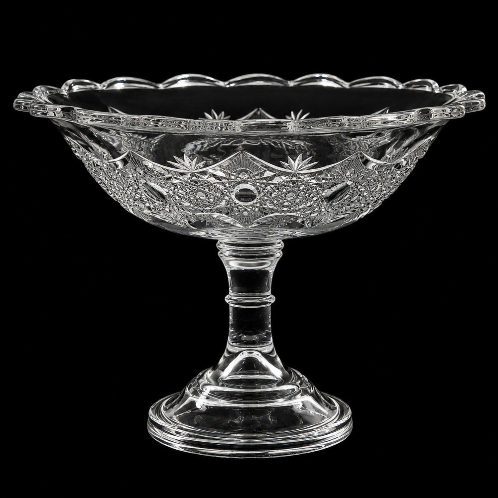 Bryce Brothers Candy Dish Compote Clear Chain With Star EAPG Pedestal 1882